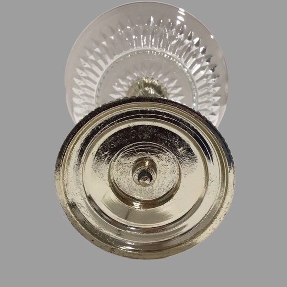 Vintage Silver Metal Cherub Taper Candle Holder w/Glass Compote Style Bowl - Picture 7 of 8